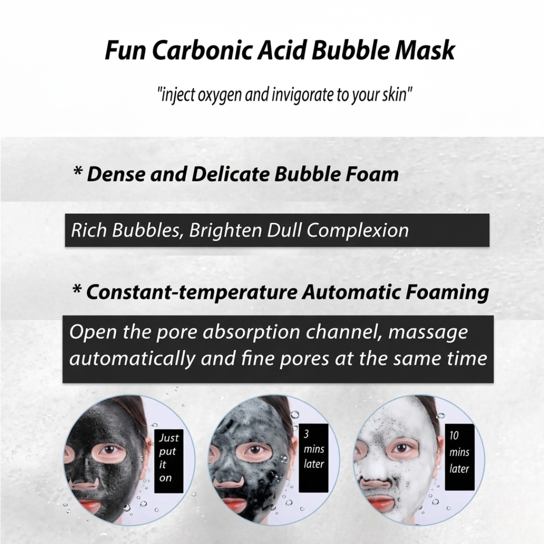Bio Cos O2 Bubble Charcoal Black Mask | Self-Foaming Deep Pore Cleanser for Blackheads, Oil & Dull Skin