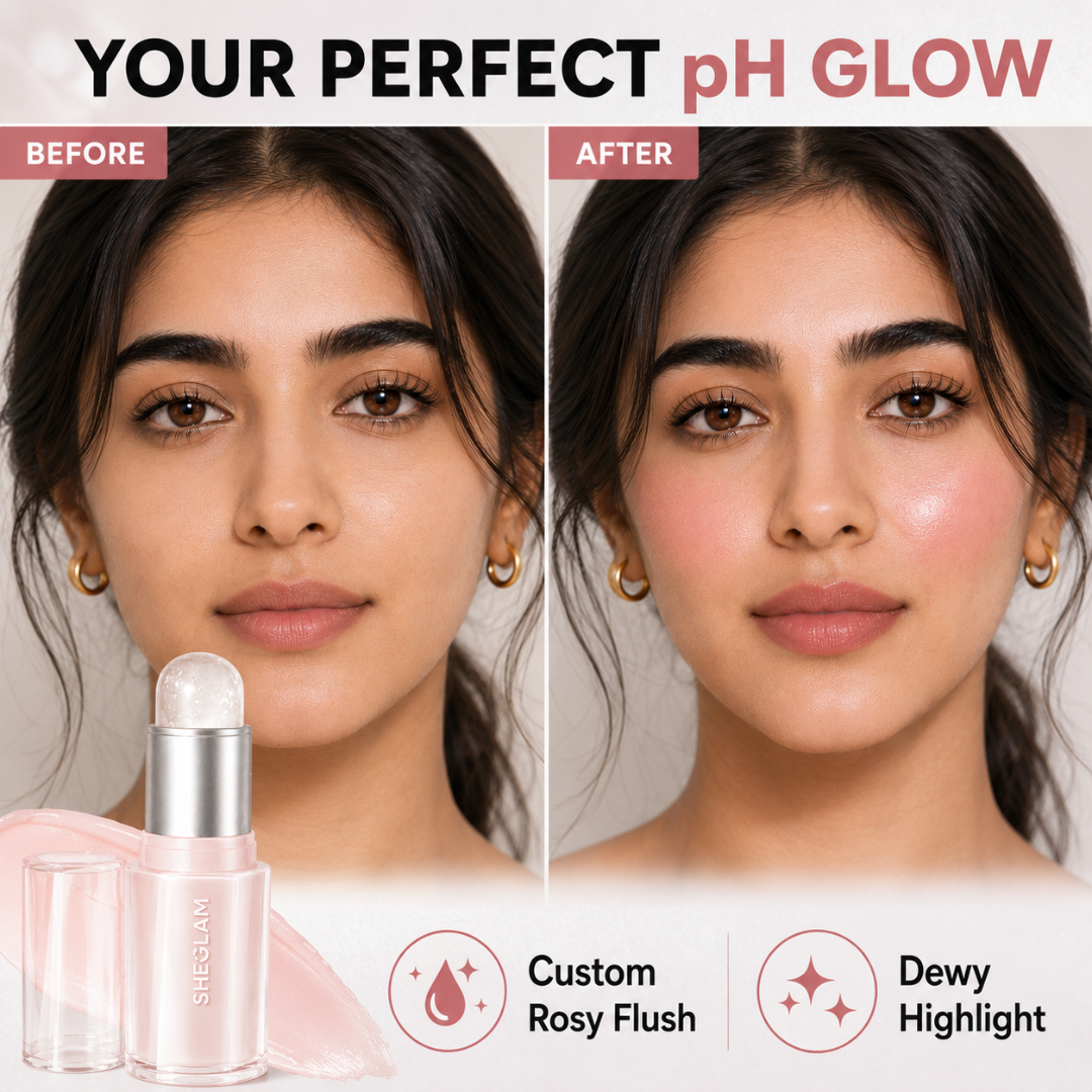 SHEGLAM pH Blush + Glow & Staze 2-in-1 Matte + Highlighter & Dual-Ended Matte + Gloss Lip – Custom Pink Flush, Dewy Highlight, Matte Lip & Glossy Finish