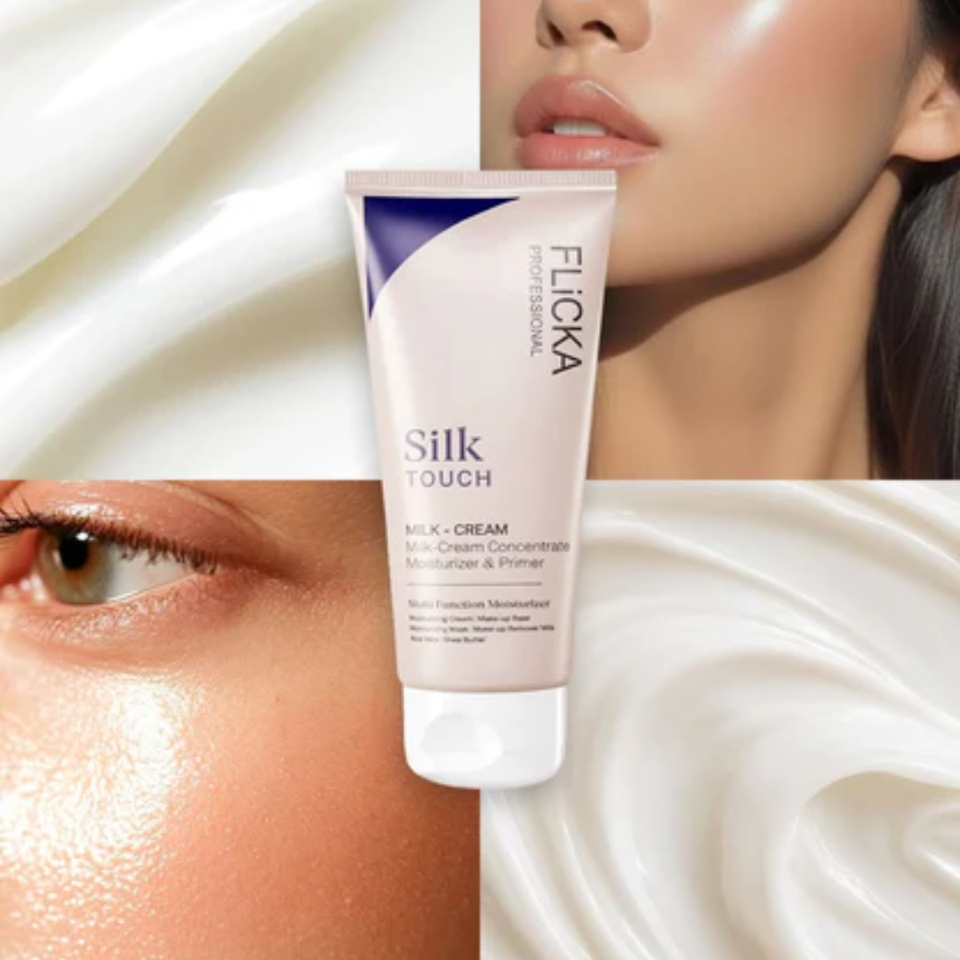 Flicka Flawless Base Combo | Silk Touch Milk-Cream Moisturizer & Primer + Tomato Foundation with SPF | Deep Hydration, Pore-Blurring & Flawless Coverage