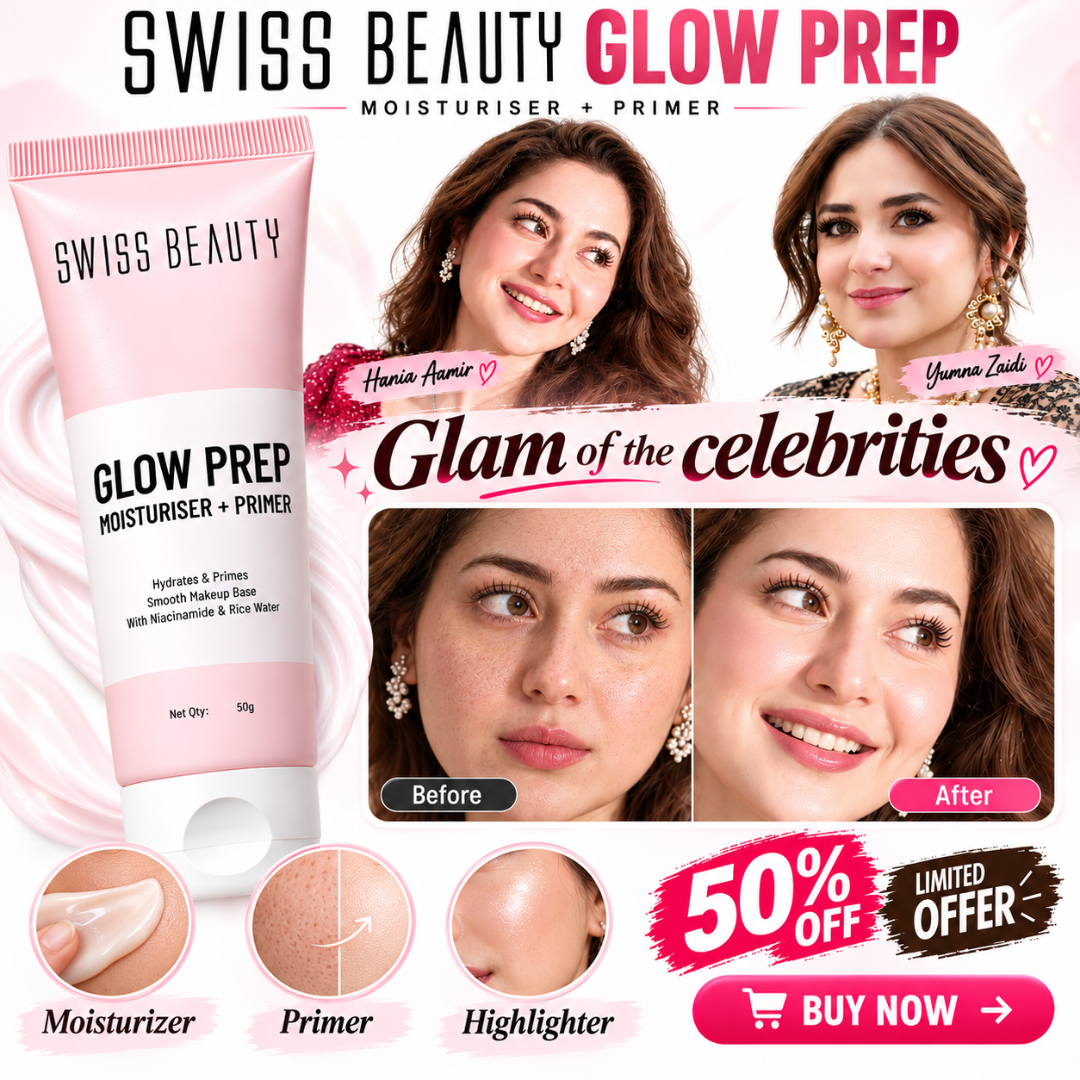 Swiss Beauty Glow Prep Moisturiser + Primer – Hydrating Face Cream with Niacinamide & Rice Water for Smooth, Glowing Skin