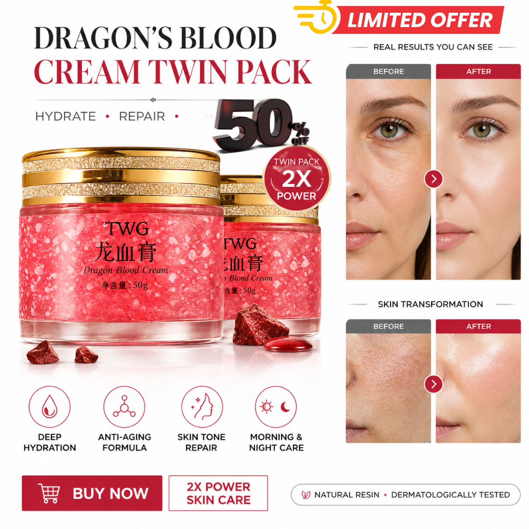 Dragon's Blood Cream Twin Pack – 2x Power – Hydrate, Repair & Transform – With Dragon's Blood Resin, Placenta Extract, Retinol & Hyaluronic Acid – Deep Hydration, Anti-Aging, Skin Tone Repair – Morning & Night Care – 2 x 50g