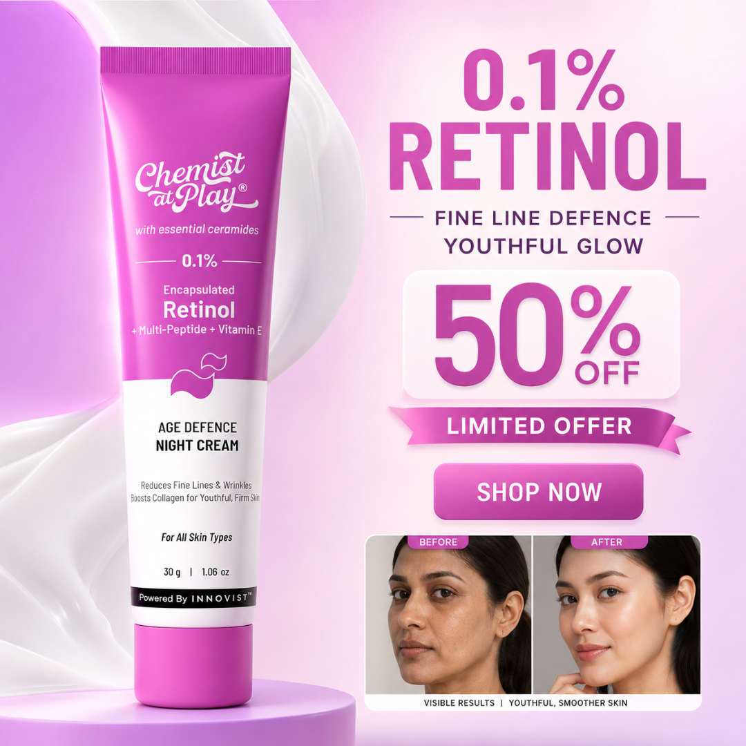 Chemist at Play Retinol Cream – Fine Line Defence, Youthful Glow – Reduces Fine Lines & Wrinkles, Boosts Collagen, Firms Skin
