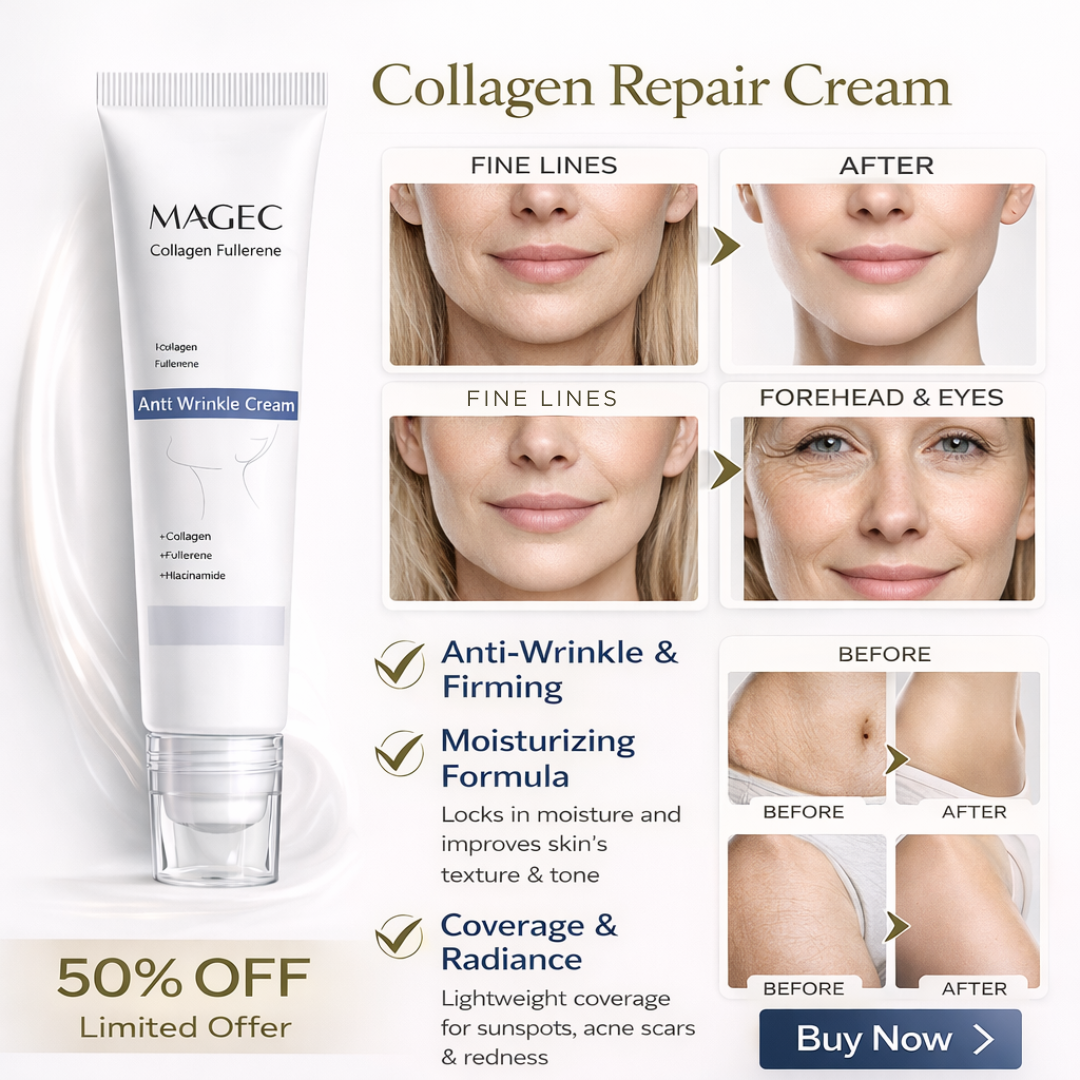 Magec Collagen Fullerene Anti-Wrinkle Cream | Collagen + Fullerene + Niacinamide | Reduces Fine Lines, Firms Skin & Provides Radiance