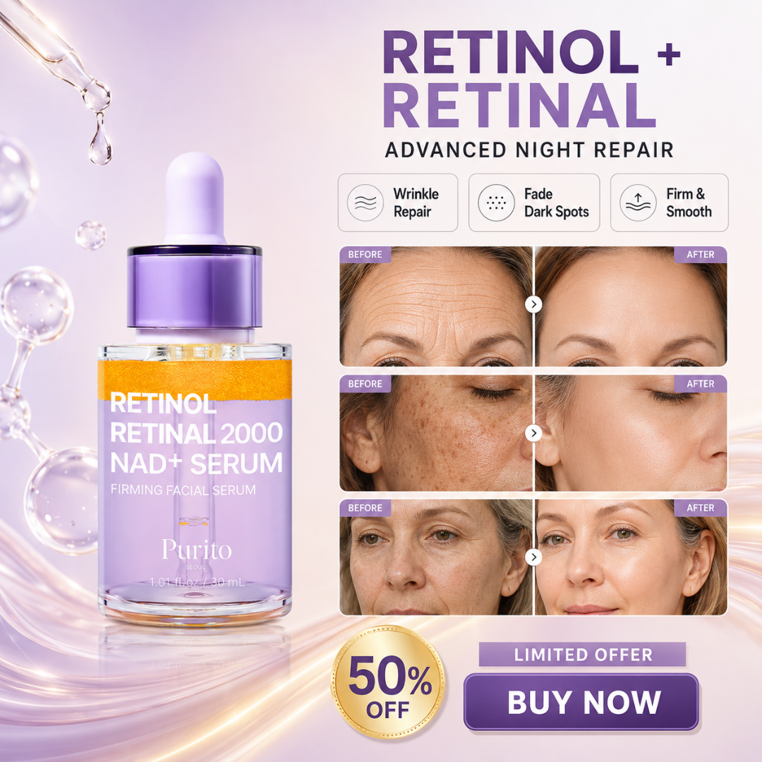 Purito SEOUL Retinol Retinal 2000 NAD+ Serum | Wrinkle Repair | Fades Dark Spots | Firms & Smooths