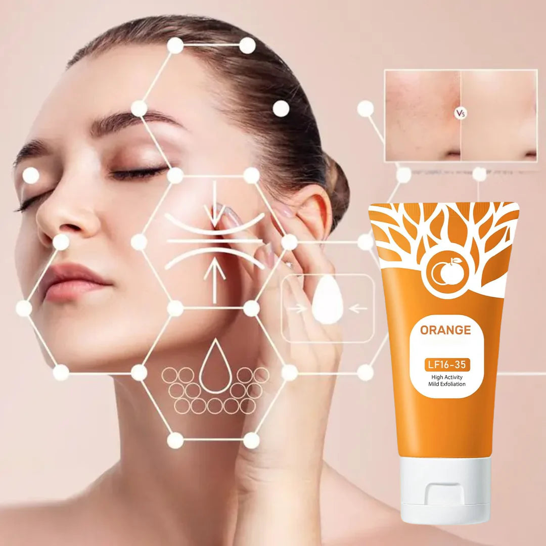 Orange Exfoliating Gel with Botanical Fibers & Jojoba Oil - Gentle Deep Cleansing for Face & Body
