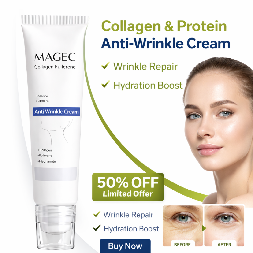 Magec Collagen Fullerene Anti-Wrinkle Cream | Collagen + Fullerene + Niacinamide | Reduces Fine Lines, Firms Skin & Provides Radiance