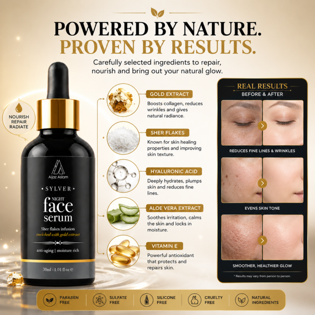 SYLVER Night Face Serum – Renew, Repair & Radiate – Wake Up to Younger, Smoother, Glowing Skin – Anti-Aging, Deep Hydration