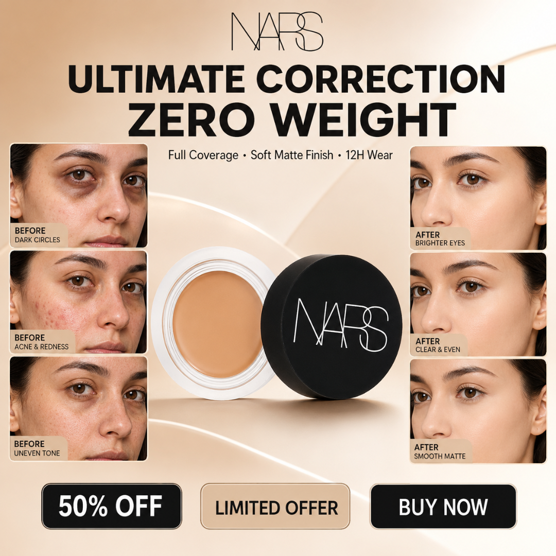 Ultimate Correction Zero Weight Concealer – Full Coverage, Soft Matte Finish & 12H Wear – Lightweight, Crease Resistant, Sweat Proof – Instantly Hides Dark Circles, Acne Marks, Redness & Large Pores