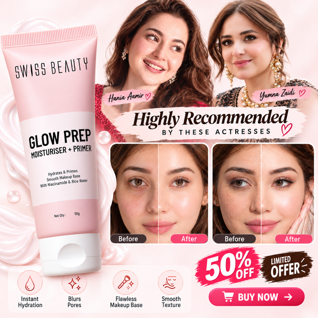 Swiss Beauty Glow Prep Moisturiser + Primer – Hydrating Face Cream with Niacinamide & Rice Water for Smooth, Glowing Skin