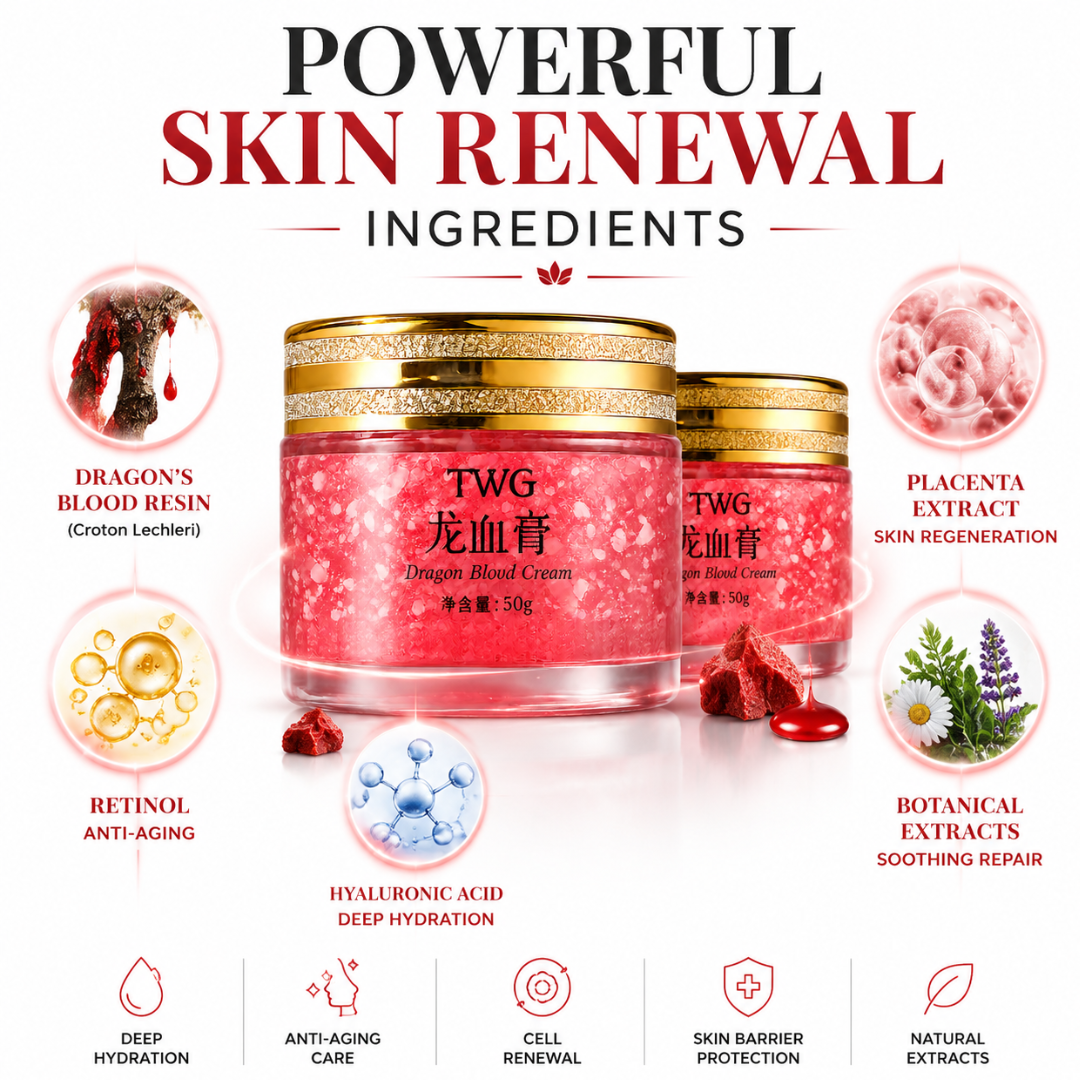 Dragon's Blood Cream Twin Pack – 2x Power – Hydrate, Repair & Transform – With Dragon's Blood Resin, Placenta Extract, Retinol & Hyaluronic Acid – Deep Hydration, Anti-Aging, Skin Tone Repair – Morning & Night Care – 2 x 50g