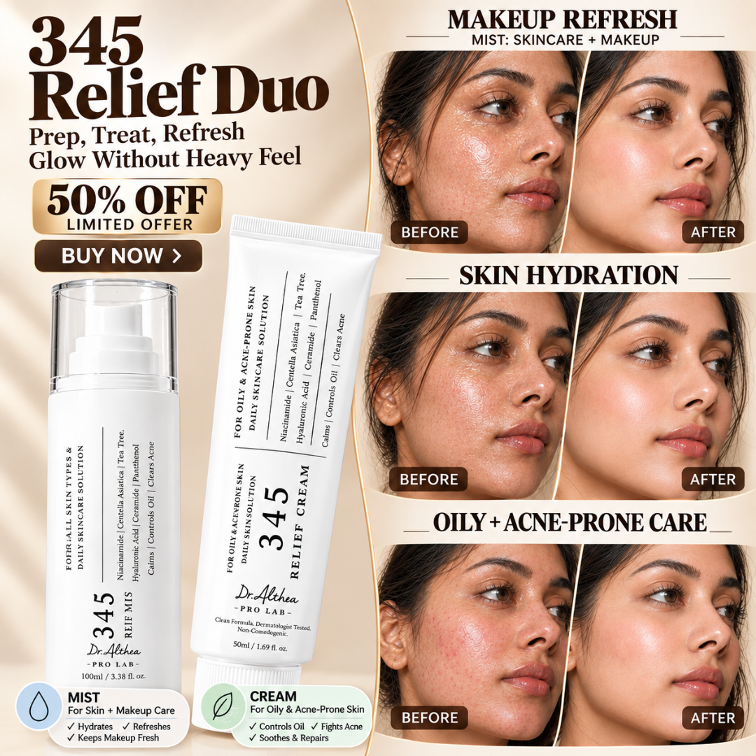 Dr. Althea 345 Relief Duo Set (Buy 1 Get 1 FREE) – Relief Cream & Makeup Mist – Oily & Acne-Prone Care – Hydrates & Calms Redness