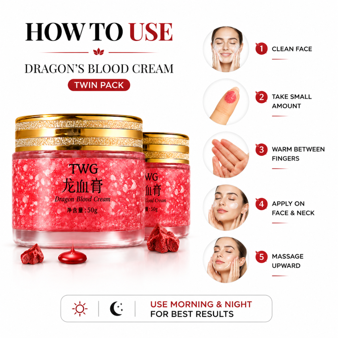 Dragon's Blood Cream Twin Pack – 2x Power – Hydrate, Repair & Transform – With Dragon's Blood Resin, Placenta Extract, Retinol & Hyaluronic Acid – Deep Hydration, Anti-Aging, Skin Tone Repair – Morning & Night Care – 2 x 50g