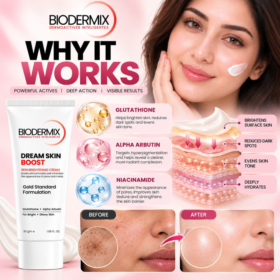 Biodermix Dream Skin Boost Skin Brightening Cream – Gold Standard Formula with Glutathione & Alpha Arbutin to Fade Dark Spots, Minimize Pores & Even Skin Tone