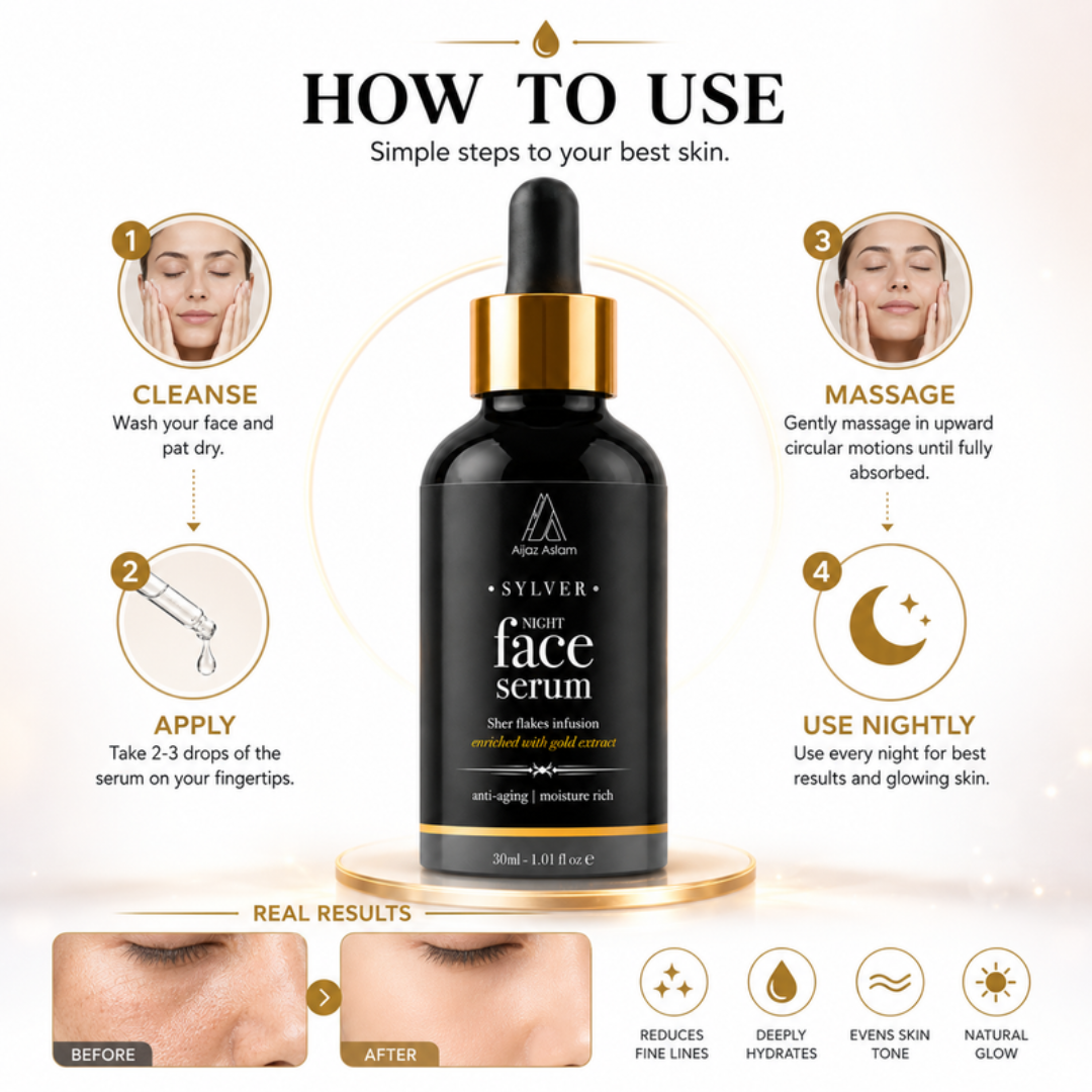 SYLVER Night Face Serum – Renew, Repair & Radiate – Wake Up to Younger, Smoother, Glowing Skin – Anti-Aging, Deep Hydration