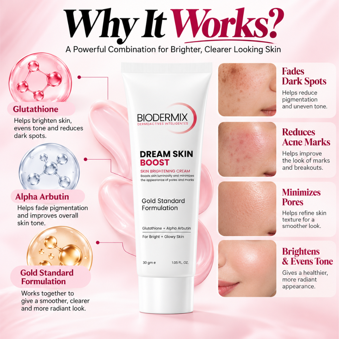 Dream Skin Boost Skin Brightening Cream – Gold Standard Formula with Glutathione & Alpha Arbutin to Fade Dark Spots, Minimize Pores & Even Skin Tone