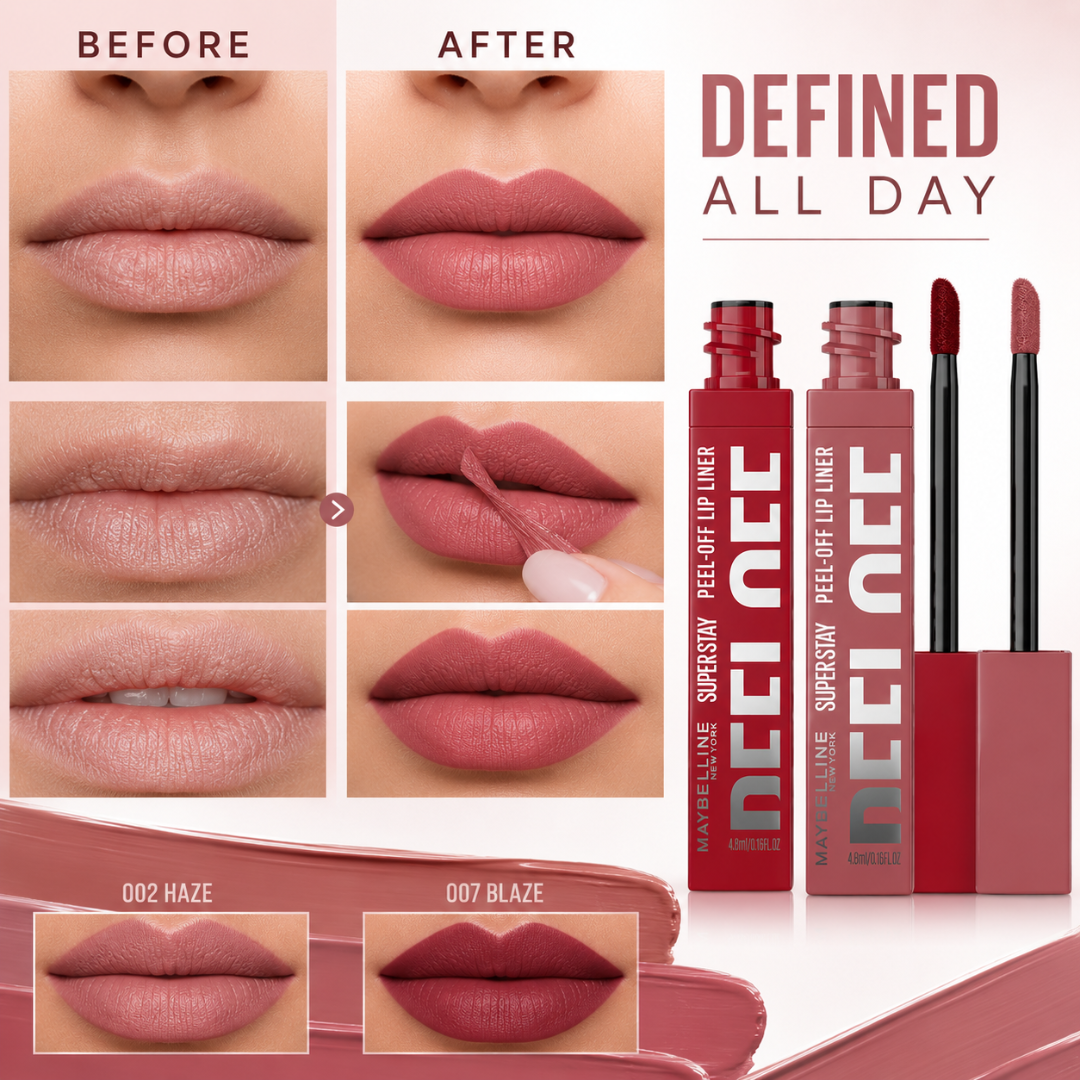 Maybelline SuperStay Peel-Off Lip Liner – Peel. Reveal. Stay. – 24H Long Lasting Lip Color – Easy Peel-Off Application – Full Lip Coverage, No Smudge
