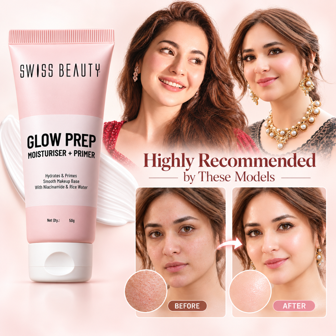 Swiss Beauty Glow Prep Moisturiser + Primer – Hydrating Face Cream with Niacinamide & Rice Water for Smooth, Glowing Skin