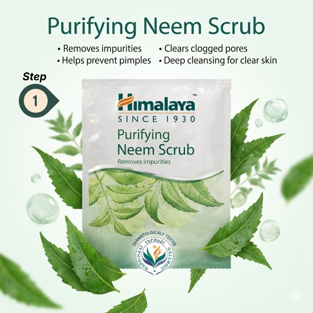 Himalaya Natural Glow Skincare Bundle | 5-Step Facial Kit with Neam Scrub, Nose Strips, Orange Mask & Kesar Face Pack
