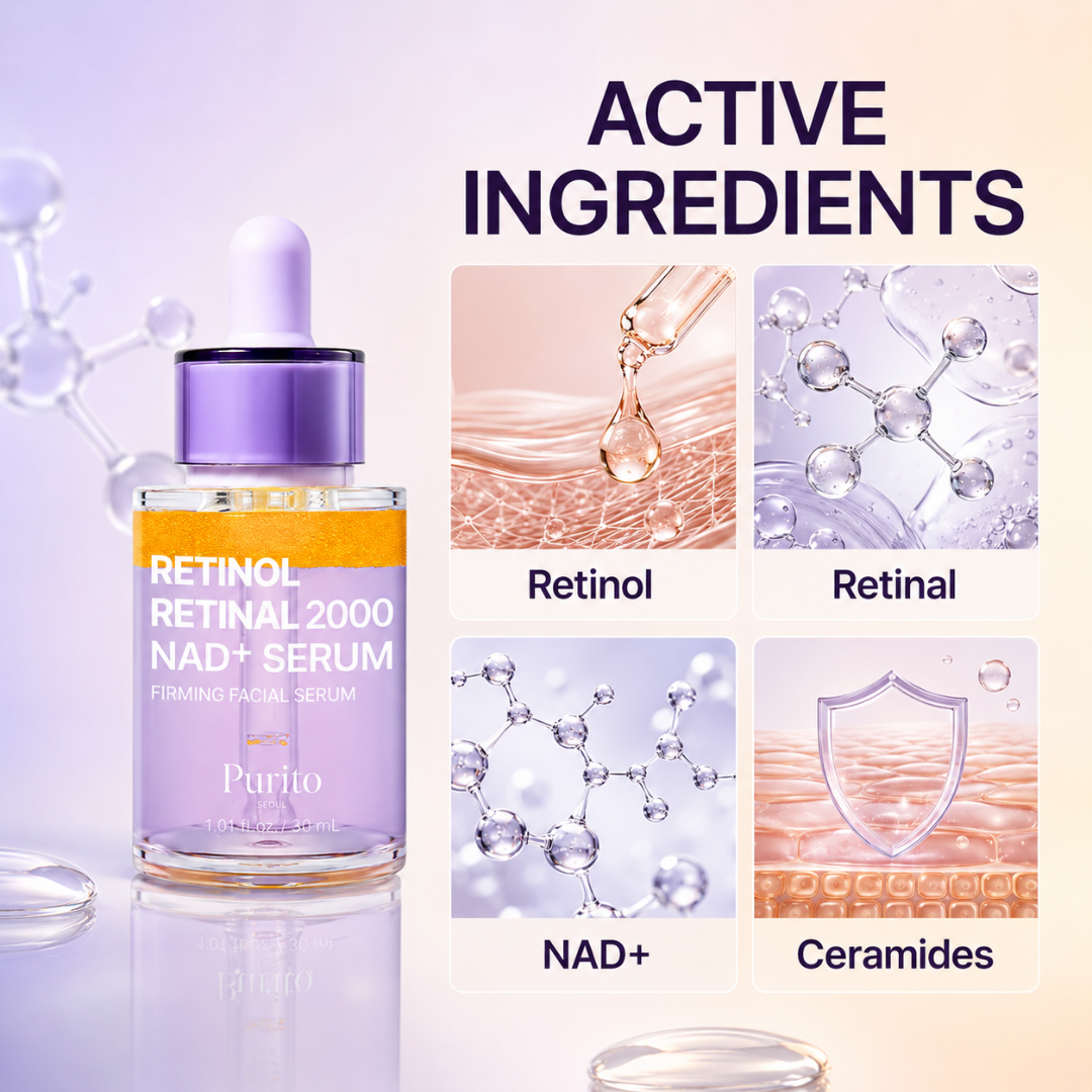 Purito SEOUL Retinol Retinal 2000 NAD+ Serum | Wrinkle Repair | Fades Dark Spots | Firms & Smooths