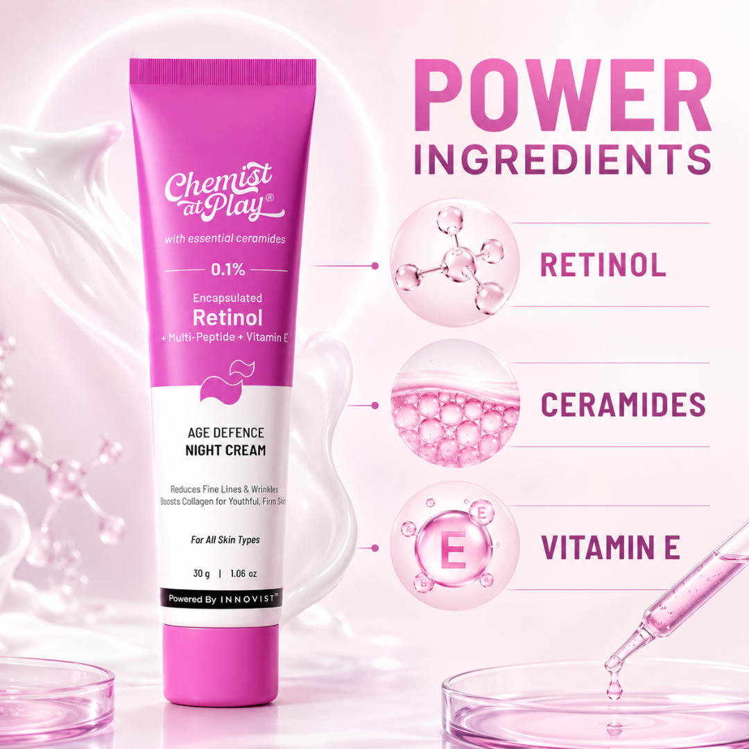 Chemist at Play Retinol Cream – Fine Line Defence, Youthful Glow – Reduces Fine Lines & Wrinkles, Boosts Collagen, Firms Skin
