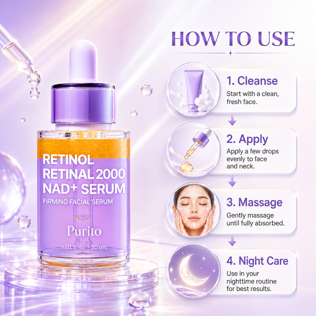 Purito SEOUL Retinol Retinal 2000 NAD+ Serum | Wrinkle Repair | Fades Dark Spots | Firms & Smooths