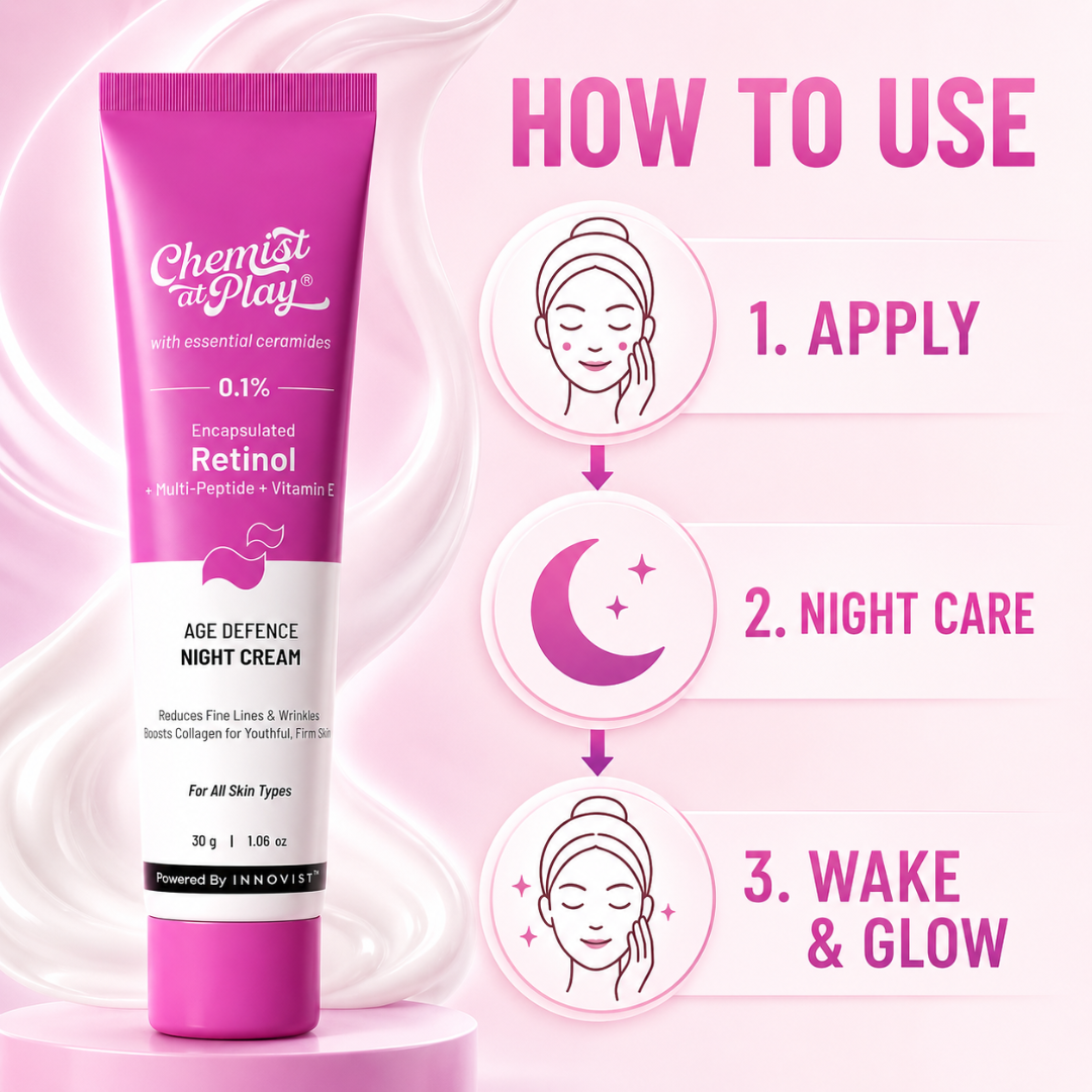 Chemist at Play Retinol Cream – Fine Line Defence, Youthful Glow – Reduces Fine Lines & Wrinkles, Boosts Collagen, Firms Skin