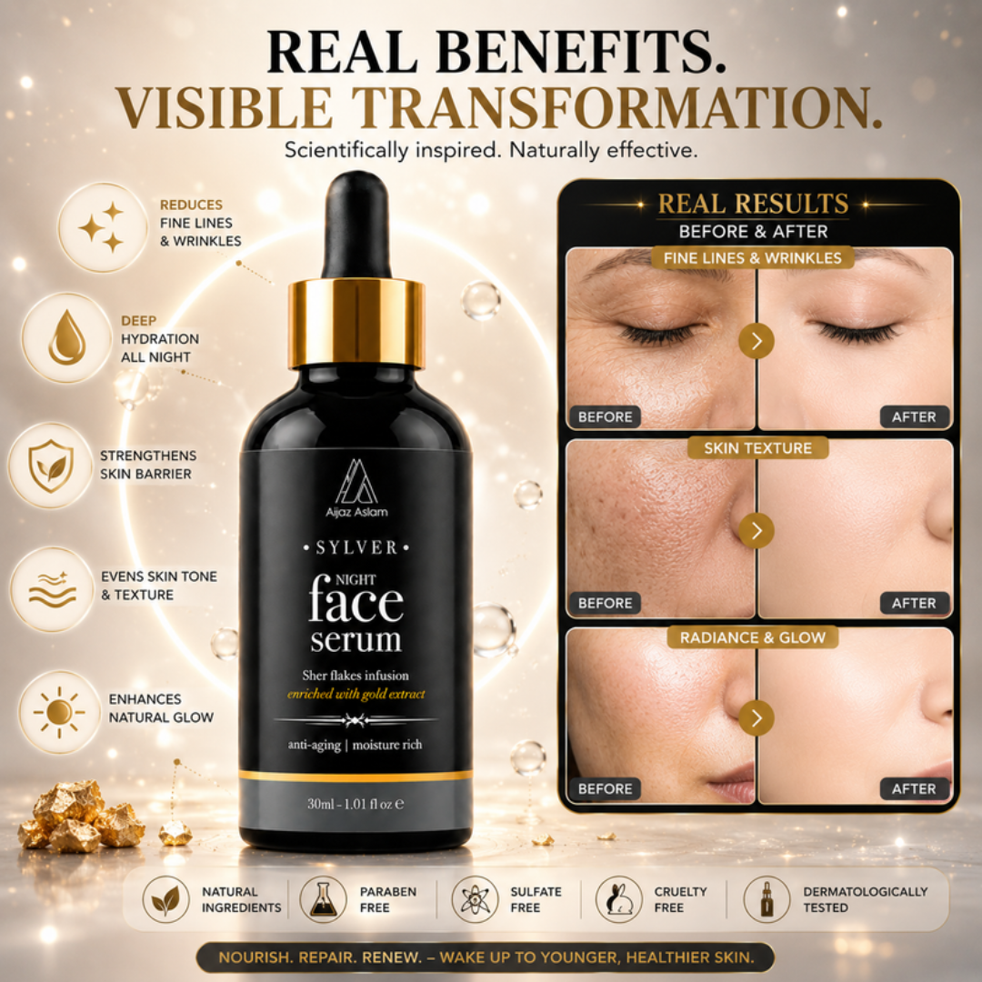 SYLVER Night Face Serum – Renew, Repair & Radiate – Wake Up to Younger, Smoother, Glowing Skin – Anti-Aging, Deep Hydration