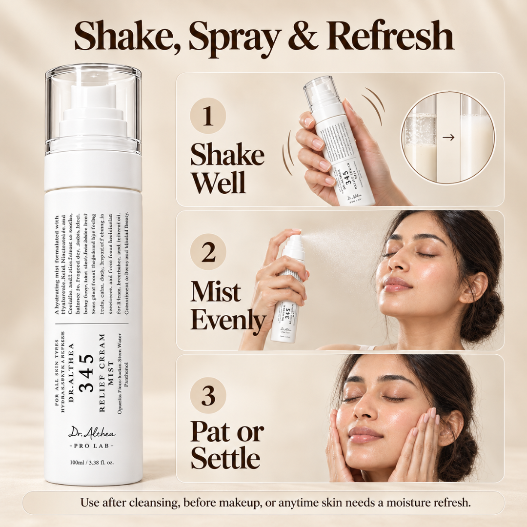 Dr. Althea 345 Relief Cream Mist – Hydrating Dual-Layer Face Mist – Soothes Redness, Revives Dullness & Sets Makeup