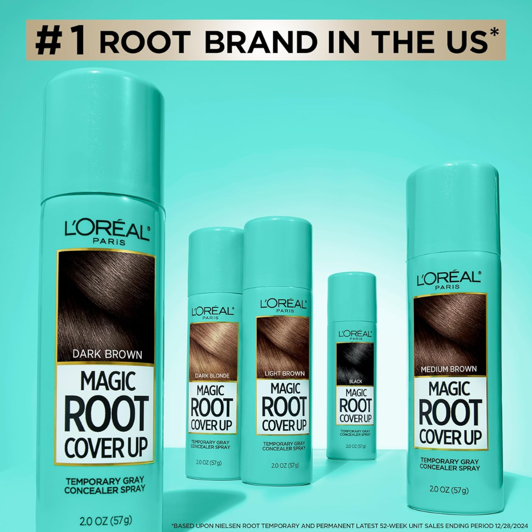 L'Oréal Paris Magic Retouch Root Concealer Spray – Instant Gray Coverage in 3 Seconds – Temporary Root Touch-Up Spray, Lasts Until Shampoo – Covers Gray Roots & Sparse Areas – Ammonia-Free, Transfer-Resistant