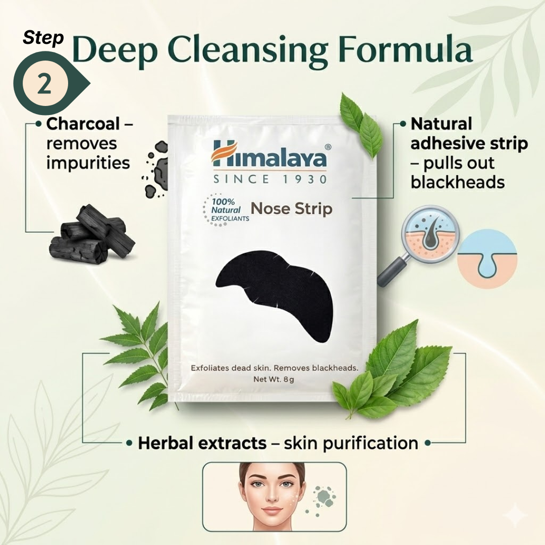 Himalaya Natural Glow Skincare Bundle | 5-Step Facial Kit with Neam Scrub, Nose Strips, Orange Mask & Kesar Face Pack