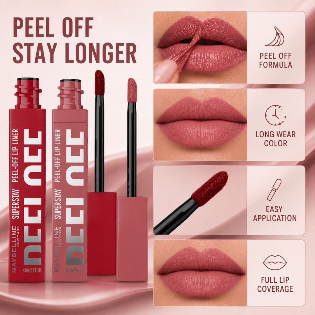 Maybelline SuperStay Peel-Off Lip Liner – Peel. Reveal. Stay. – 24H Long Lasting Lip Color – Easy Peel-Off Application – Full Lip Coverage, No Smudge