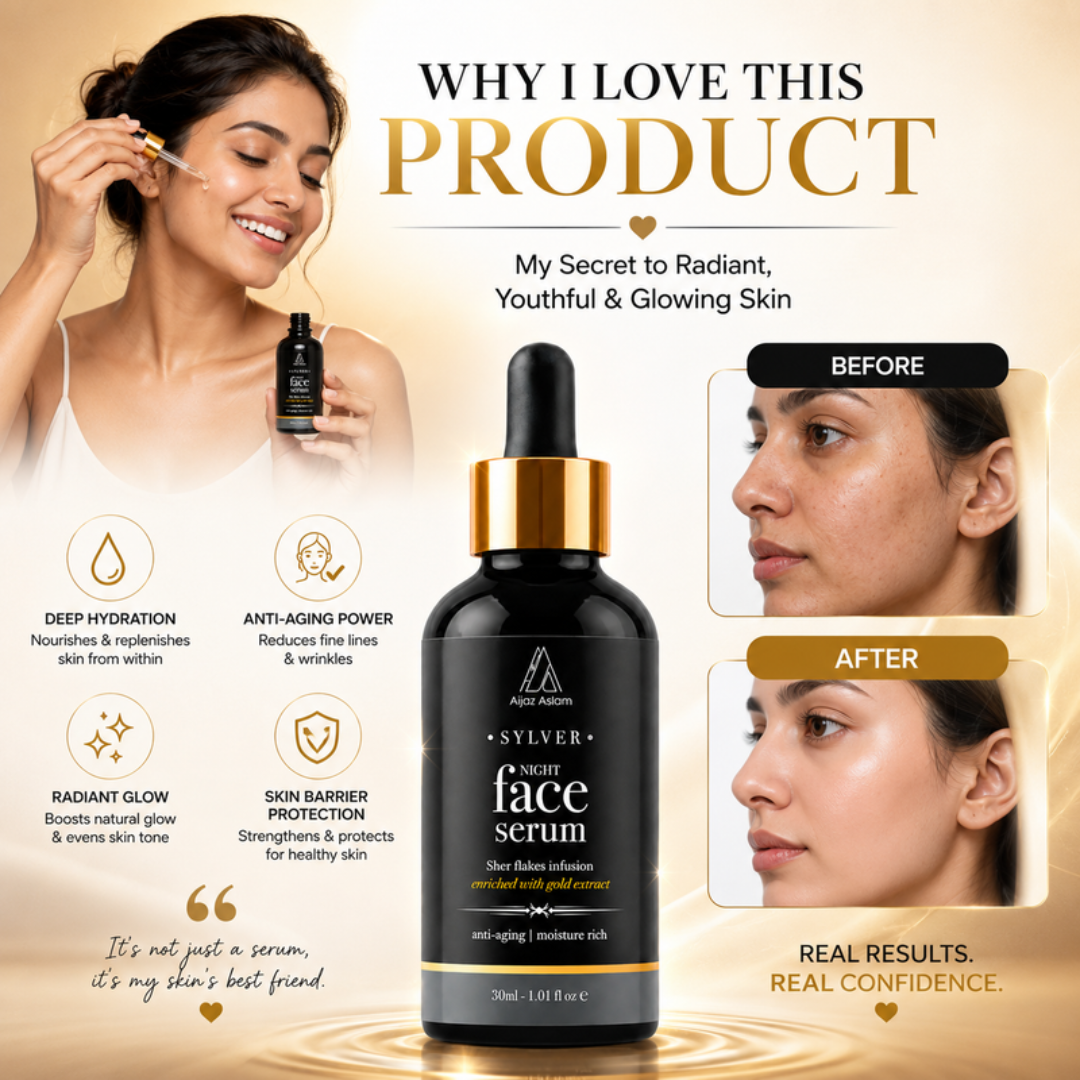 SYLVER Night Face Serum – Renew, Repair & Radiate – Wake Up to Younger, Smoother, Glowing Skin – Anti-Aging, Deep Hydration