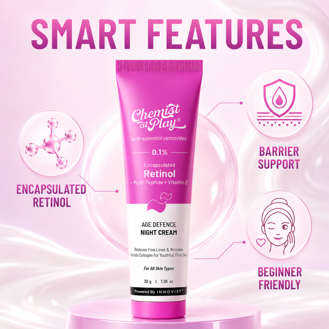 Chemist at Play Retinol Cream – Fine Line Defence, Youthful Glow – Reduces Fine Lines & Wrinkles, Boosts Collagen, Firms Skin