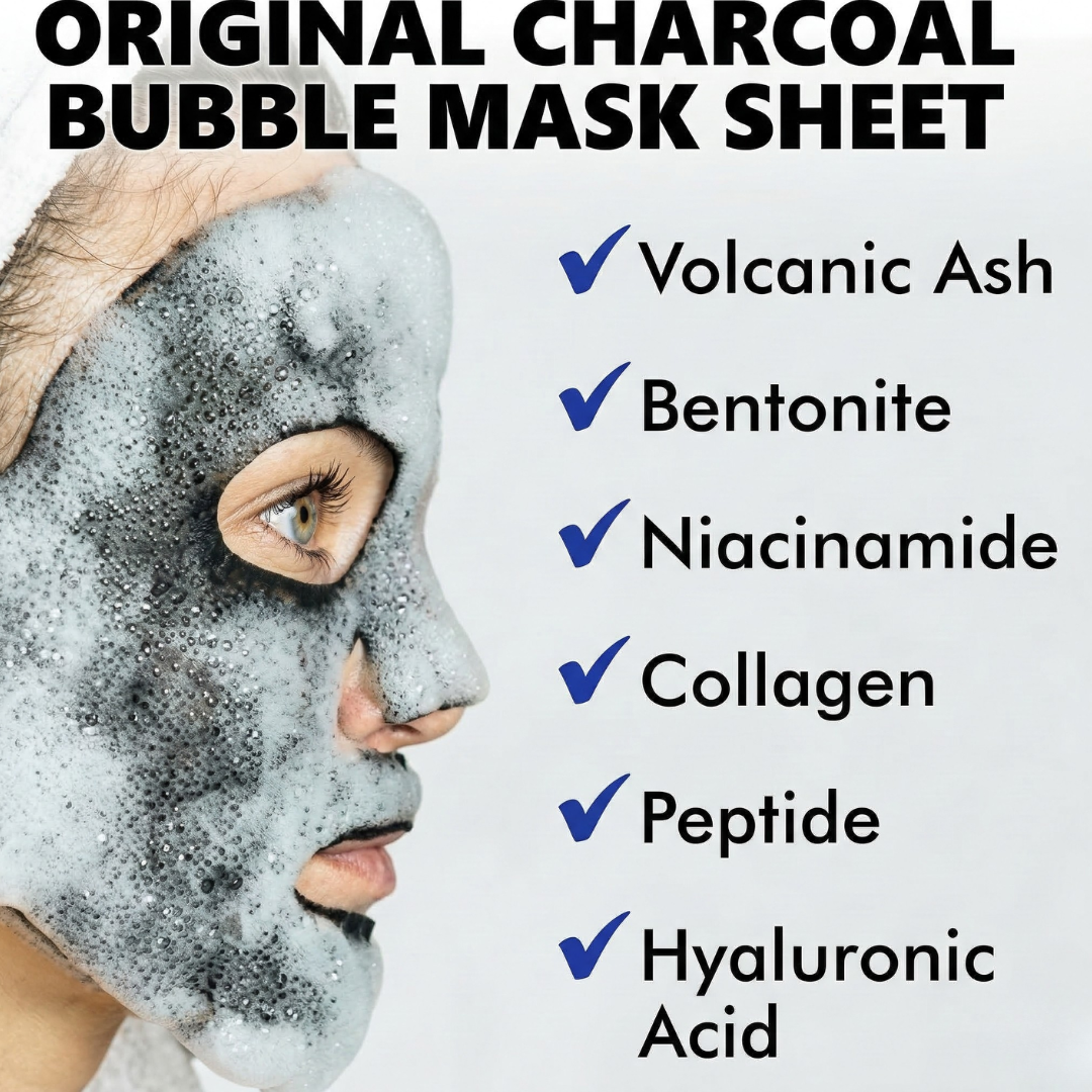 Bio Cos O2 Bubble Charcoal Black Mask | Self-Foaming Deep Pore Cleanser for Blackheads, Oil & Dull Skin