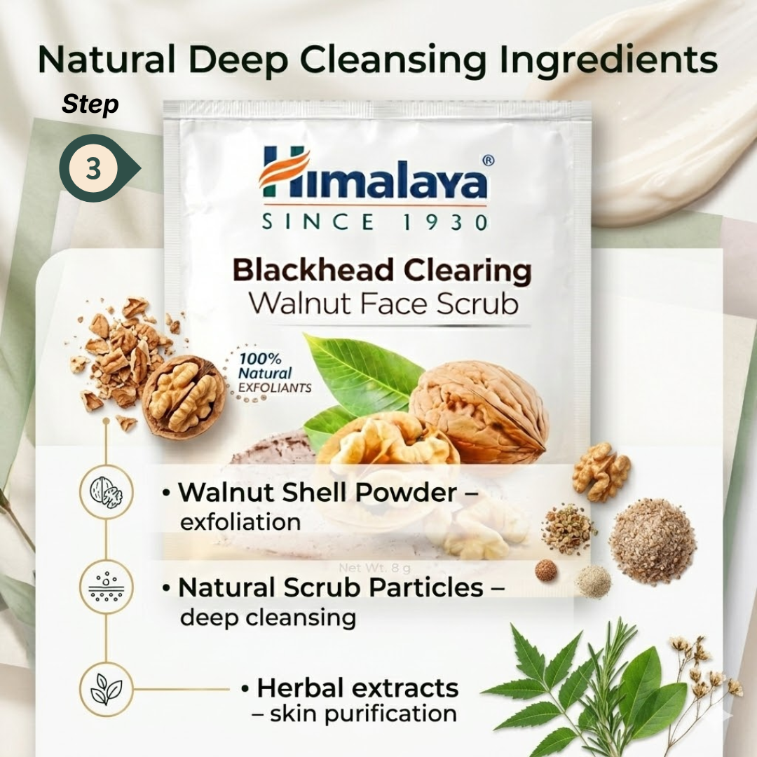 Himalaya Natural Glow Skincare Bundle | 5-Step Facial Kit with Neam Scrub, Nose Strips, Orange Mask & Kesar Face Pack