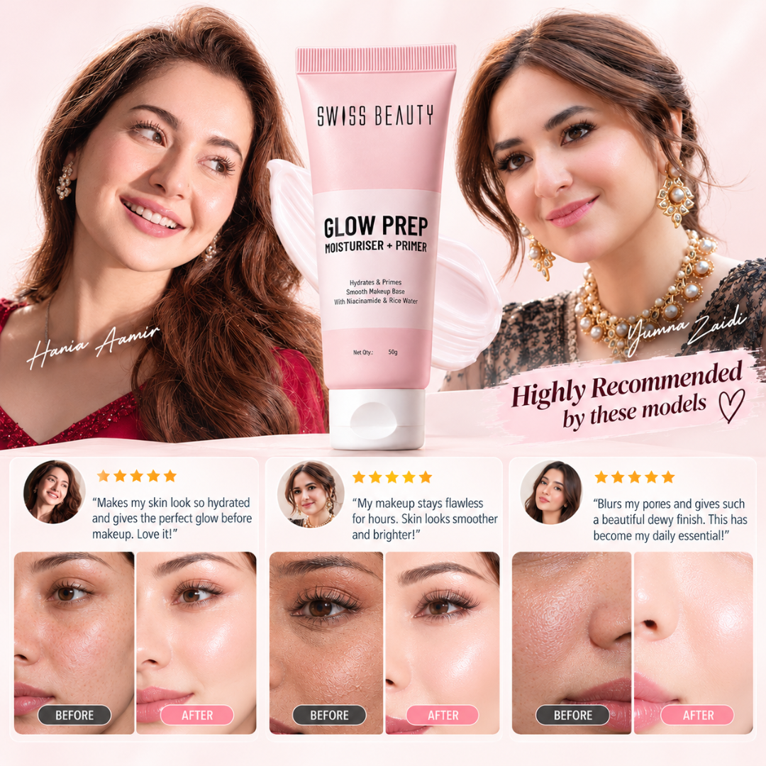 Swiss Beauty Glow Prep Moisturiser + Primer – Hydrating Face Cream with Niacinamide & Rice Water for Smooth, Glowing Skin