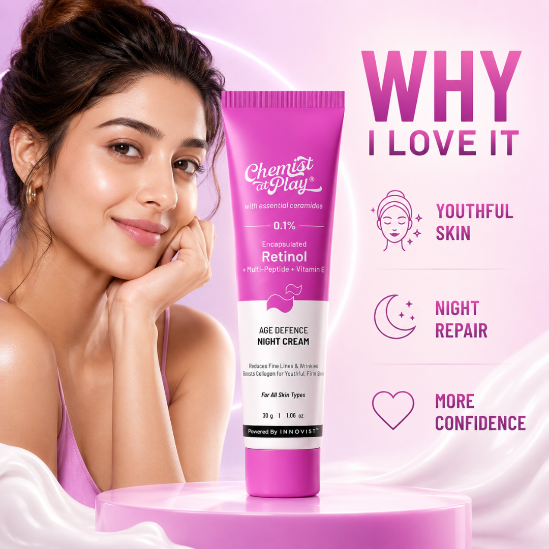 Chemist at Play Retinol Cream – Fine Line Defence, Youthful Glow – Reduces Fine Lines & Wrinkles, Boosts Collagen, Firms Skin