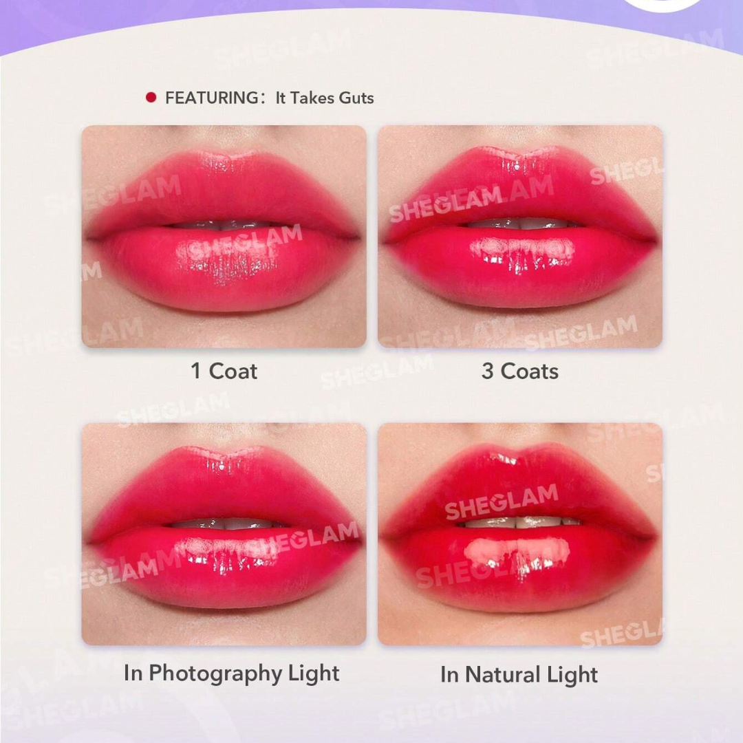 SHEGLAM Mirror Kiss High-Shine Lipstick Combo | Pack of 3 | Buildable Glossy Color + Skin-Friendly Oils