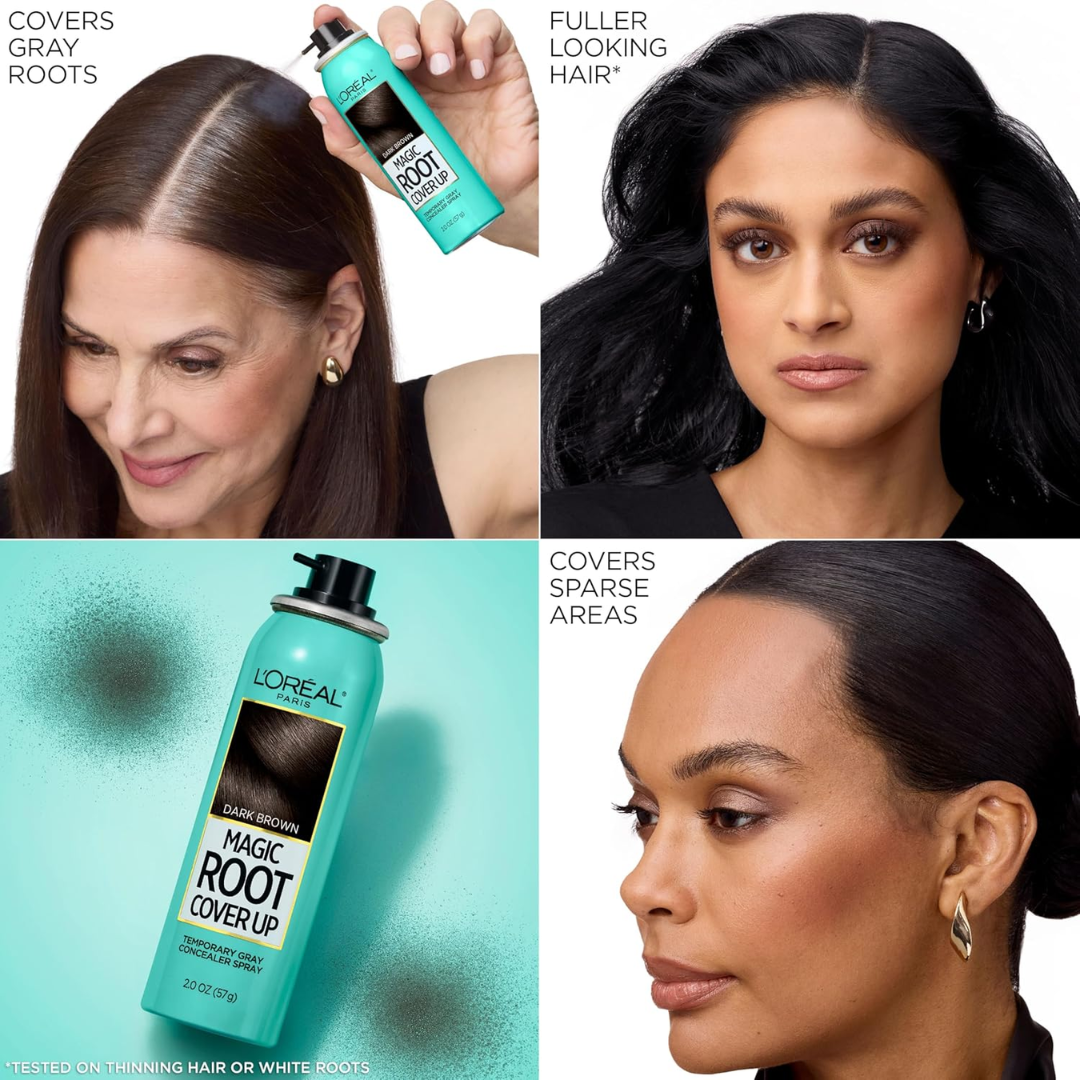 L'Oréal Paris Magic Retouch Root Concealer Spray – Instant Gray Coverage in 3 Seconds – Temporary Root Touch-Up Spray, Lasts Until Shampoo – Covers Gray Roots & Sparse Areas – Ammonia-Free, Transfer-Resistant
