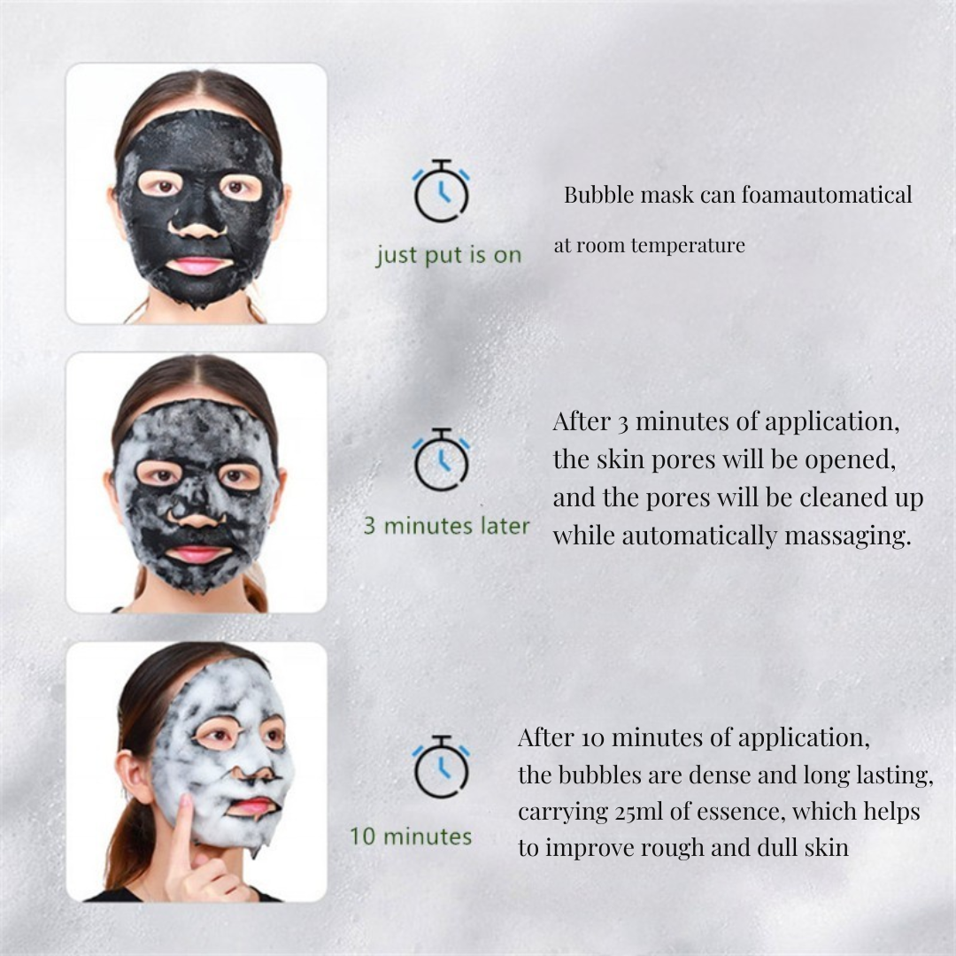 Bio Cos O2 Bubble Charcoal Black Mask | Self-Foaming Deep Pore Cleanser for Blackheads, Oil & Dull Skin